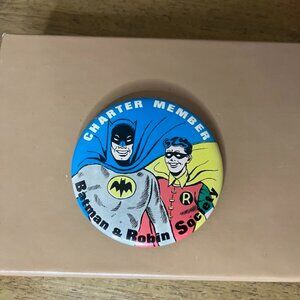 Vintage Button Charter Member Batman + Robin Society